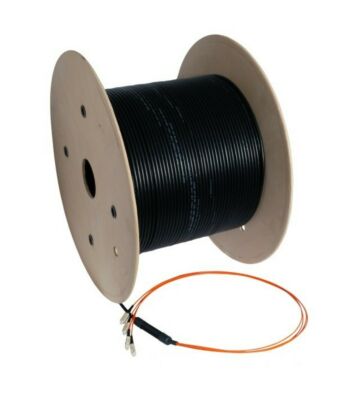 Cabo de fibra ótica OM3 personalizado com 4 fibras e conectores incluídos.