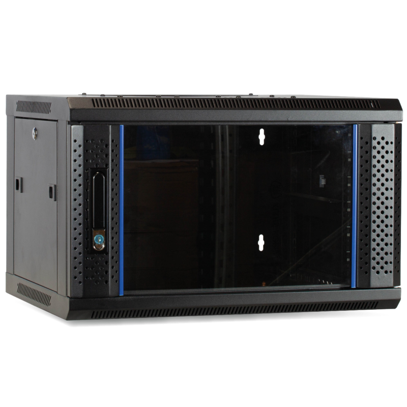 Armário de parede 4U com porta de vidro 600x450x280mm (LxPxA)