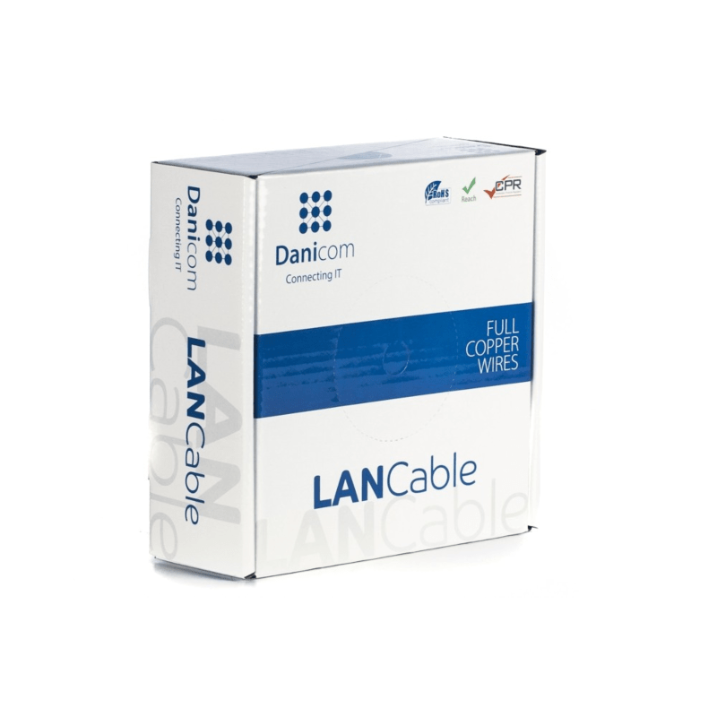Cabo DANICOM CAT6A S/FTP de 50m em rolo flexível - PVC (Fca)