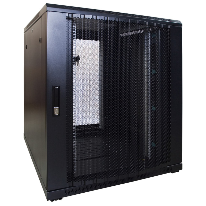Caixa para mini servidor 12U com porta perfurada 800x1200x720mm (LxPxA)