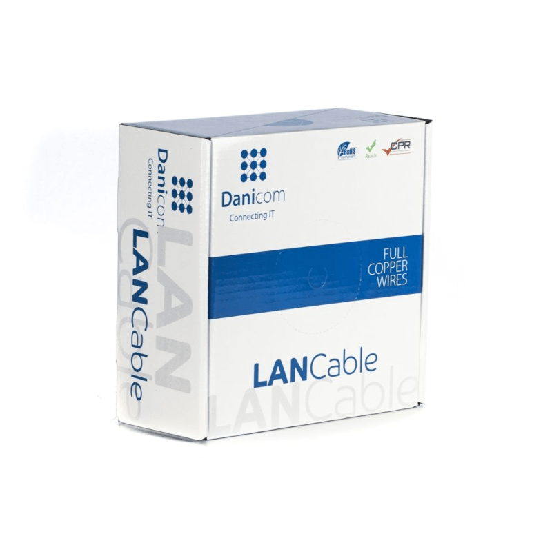 Cabo DANICOM CAT6A FTP 100m para utilização no exterior em rolo rígido - PE (Fca)
