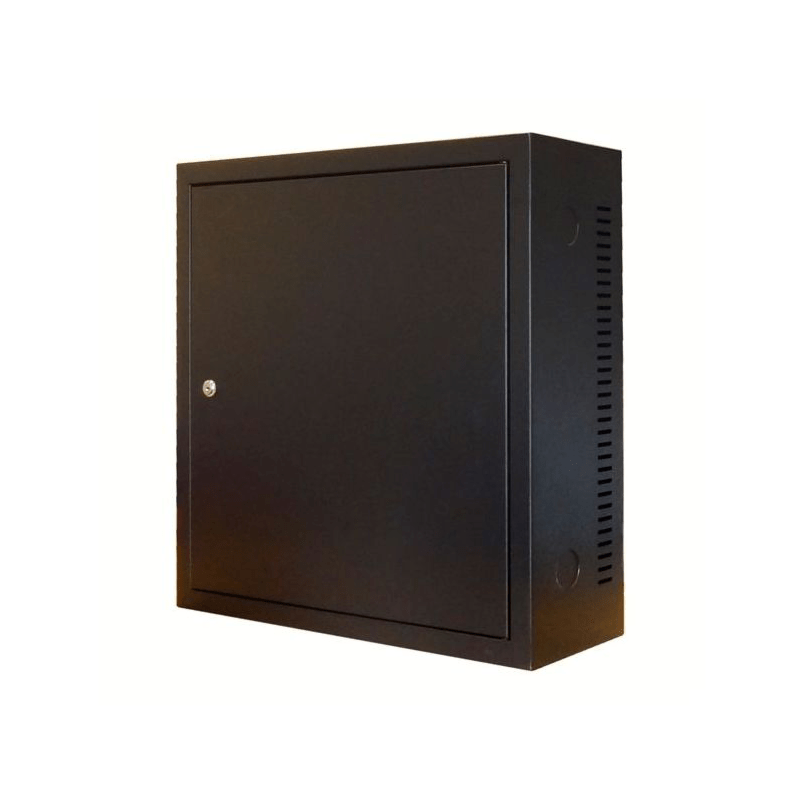 Armário de parede 3U com porta metálica de 185 mm de profundidade.