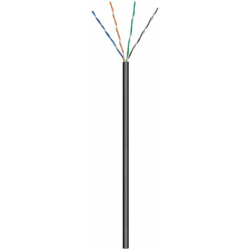 Cabo CAT6 U/UTP para utilização no exterior, 305 m, em bobine rígida preta CCA.