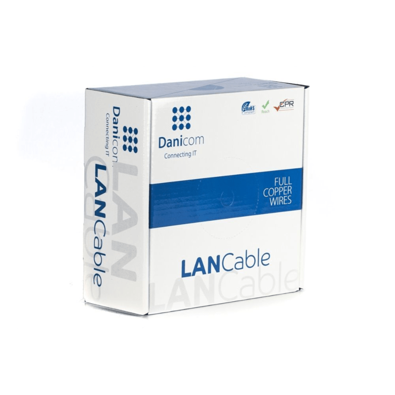 Cabo DANICOM CAT7 S/FTP 100m para utilização no exterior em rolo rígido - PE (Fca)