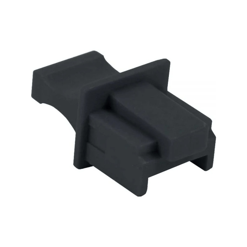 Conjunto de 10 conectores para portas RJ45, pretos.