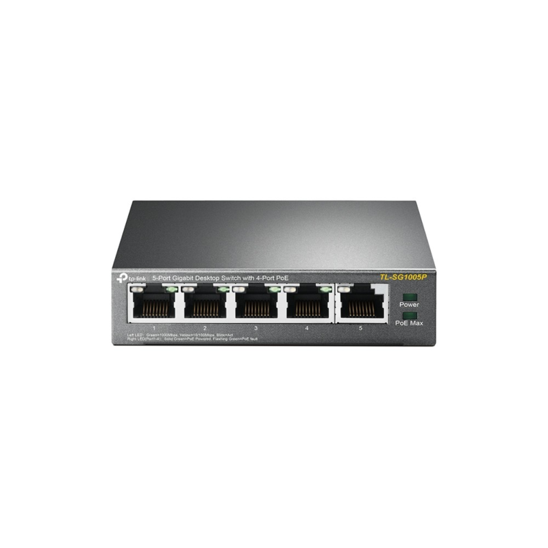 Switch PoE não gerido TP-Link SG1005 de 5 portas