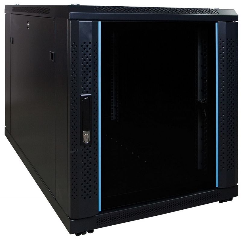 Caixa para mini servidor 12U com porta de vidro 600x1000x720mm (LxPxA)