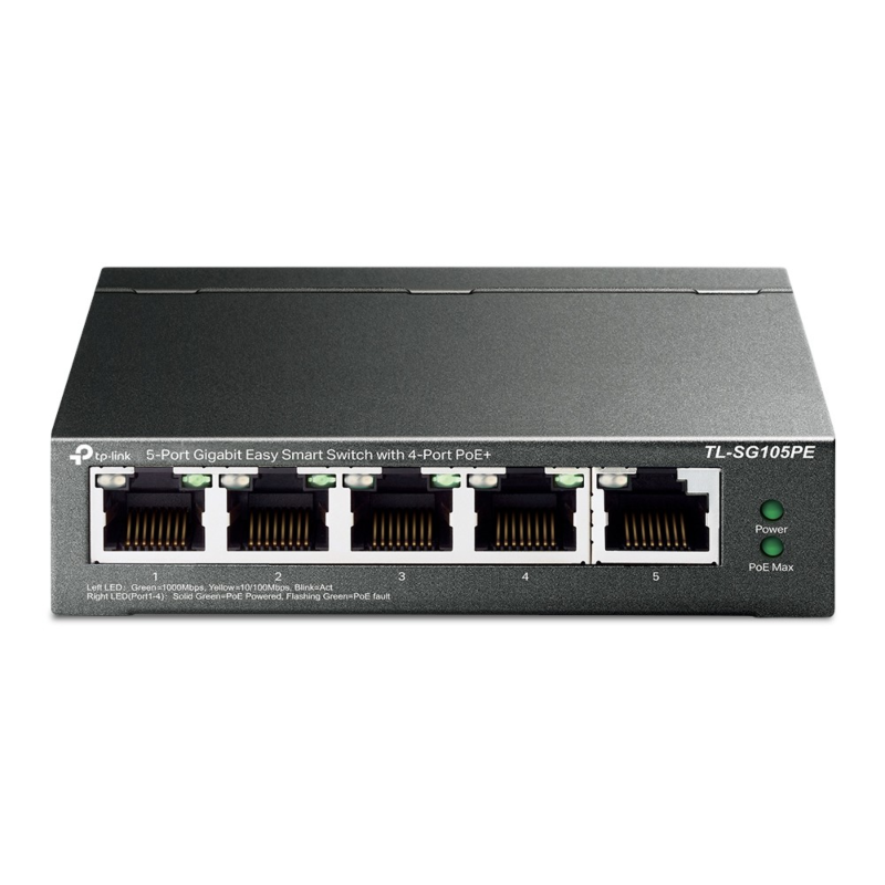 Switch inteligente PoE não gerido TP-Link SG105PE de 5 portas
