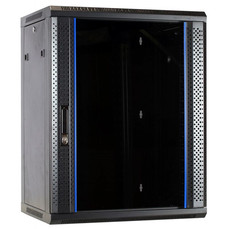 Armário de parede 15U com porta de vidro 600x450x770mm (LxPxA)