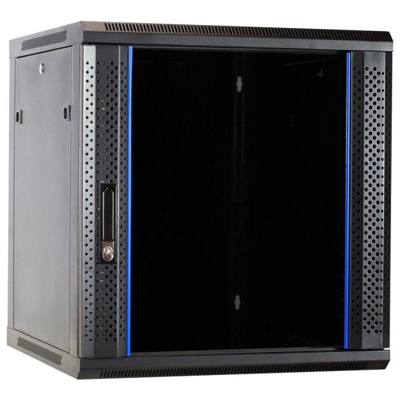 Armário de parede 12U desmontado com porta de vidro 600x600x635mm (LxPxA)