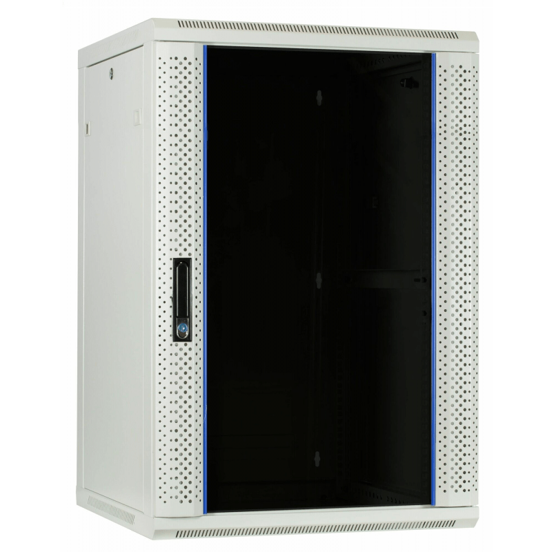 Armário de parede branco 22U com porta de vidro 600x600x1100mm (LxPxA)