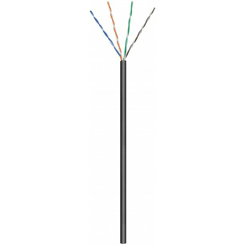 Cabo CAT6 U/UTP para utilização no exterior, 100m, em bobine rígida preta CCA.