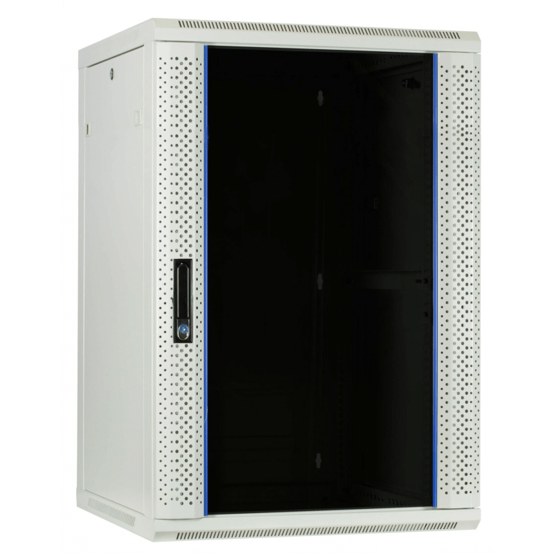 Armário de parede branco 22U com porta de vidro 600x600x1100mm (LxPxA)