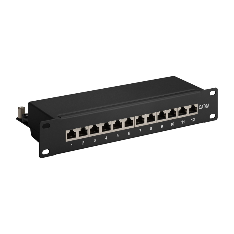 Painel de ligação CAT6a STP de 10 polegadas - 12 portas