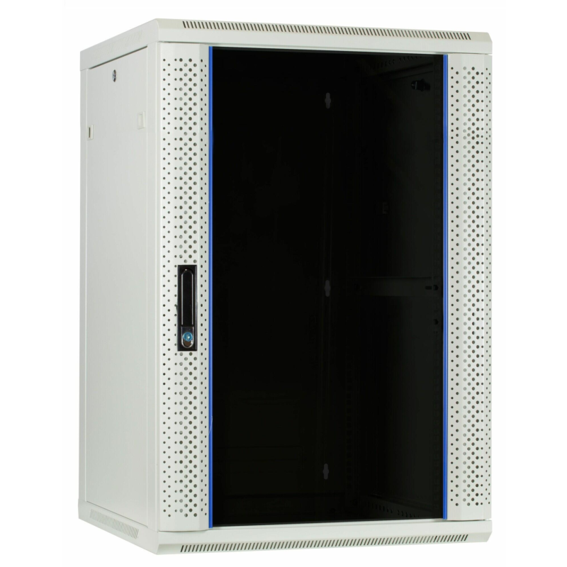 Armário de parede branco 27U com porta de vidro 600x600x1300mm (LxPxA)