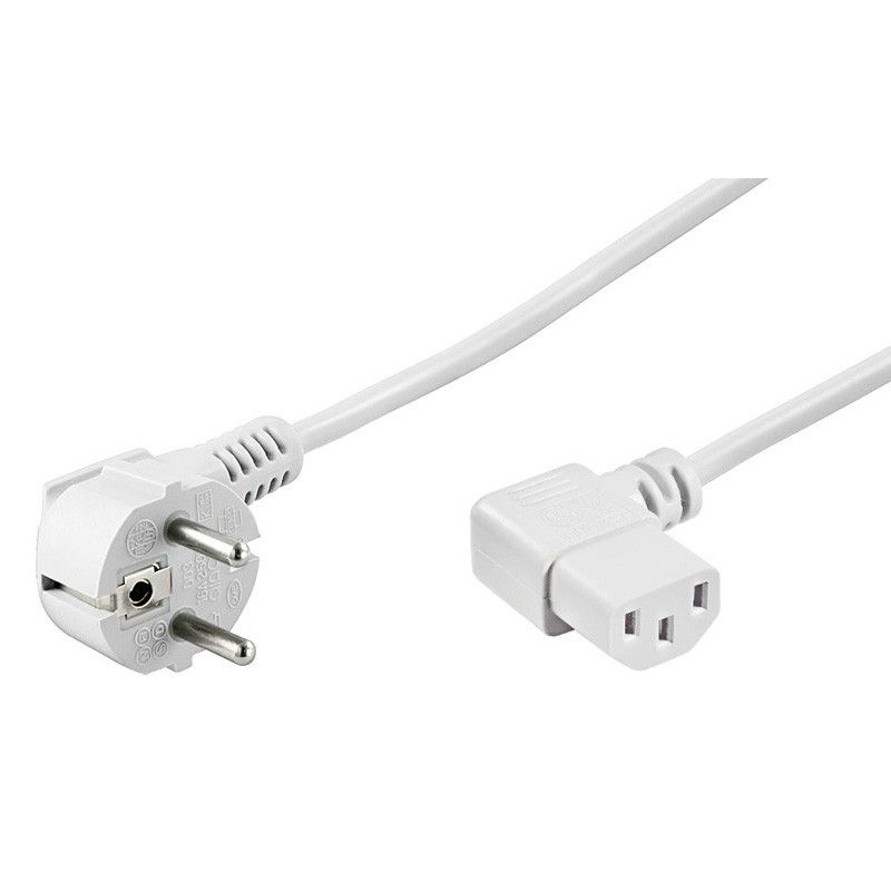 Cabo de alimentação angular Schuko para C13 de 1,50 m branco