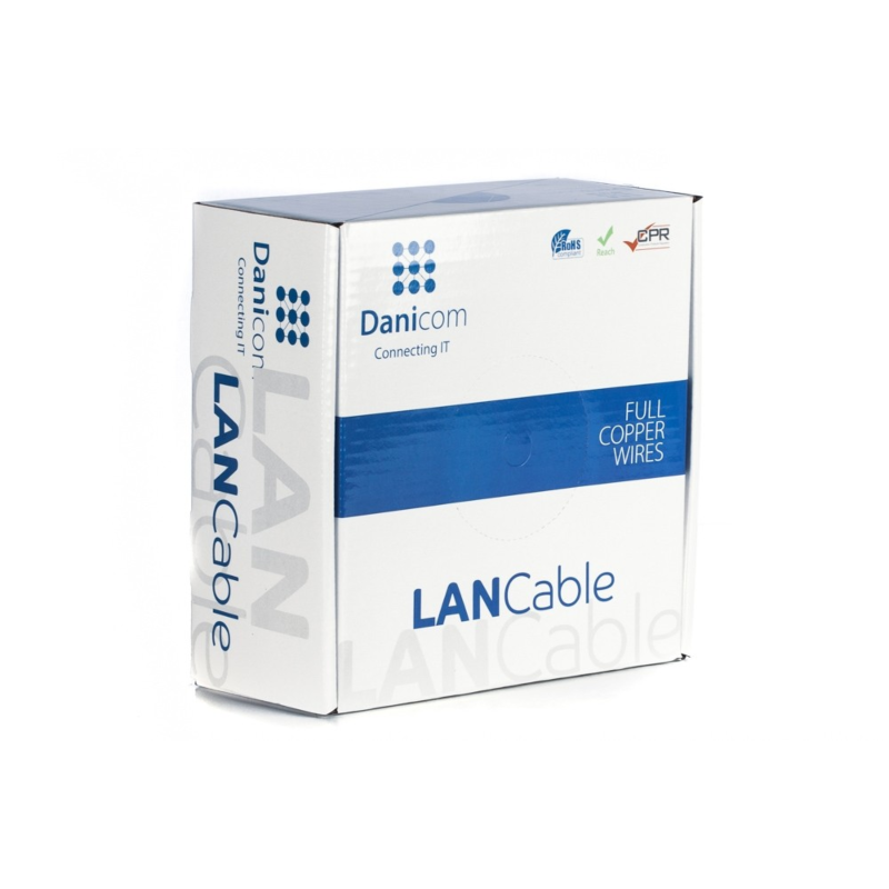 Cabo DANICOM CAT6A U/UTP de 100m em rolo flexível - PVC (Fca)
