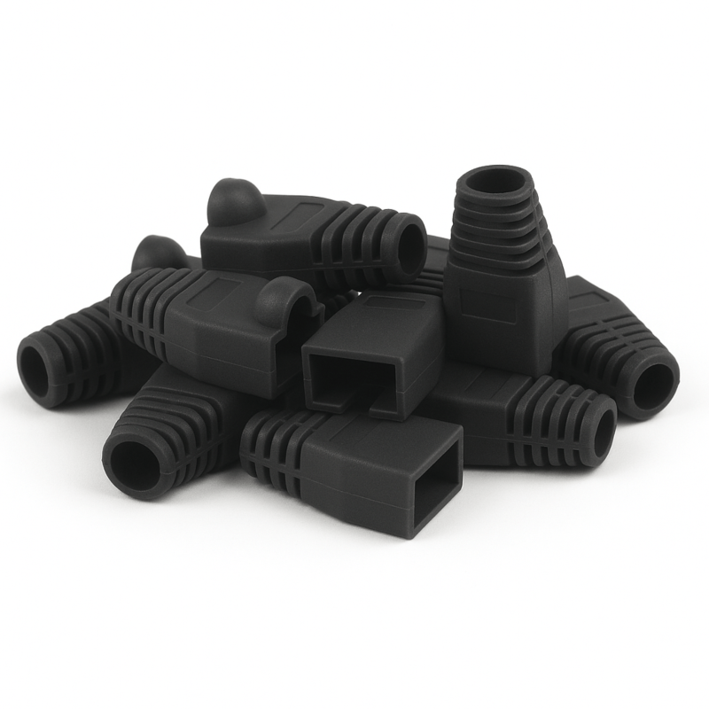 DANICOM protetor de cabo RJ45 preto grande - 10 unidades