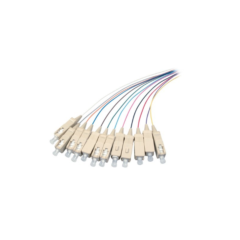 Conjunto de cablagens coloridas OM4 em fibra de vidro SC - 12 peças