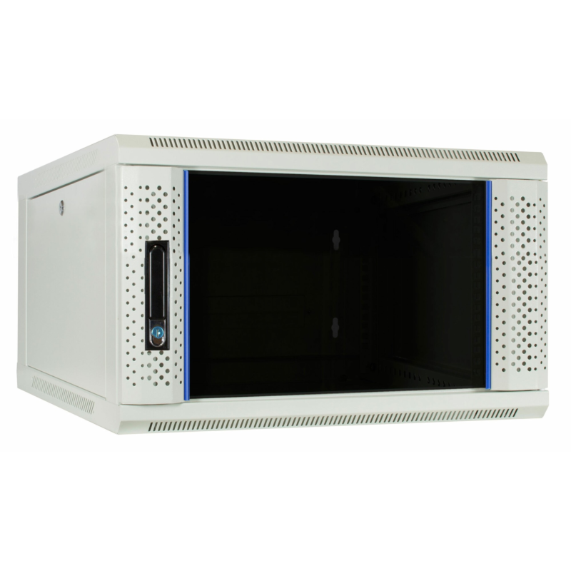 Armário de parede branco 4U com porta de vidro 600x600x280mm (LxPxA)