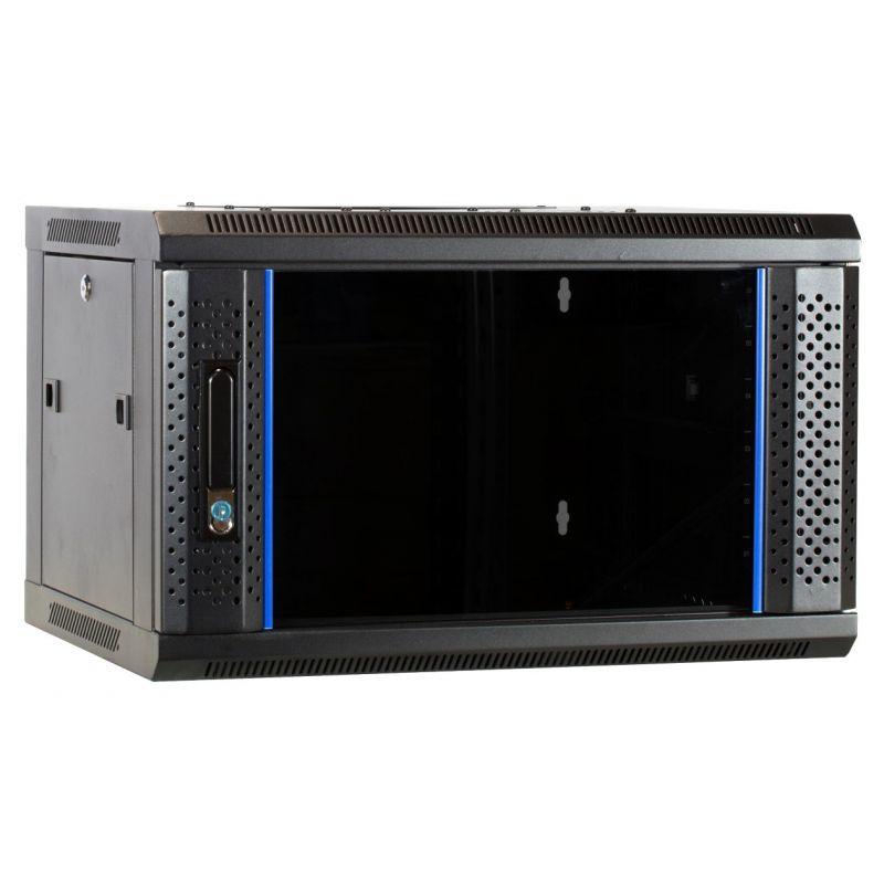 Armário de parede 6U desmontado com porta de vidro 600x450x368mm (LxPxA)