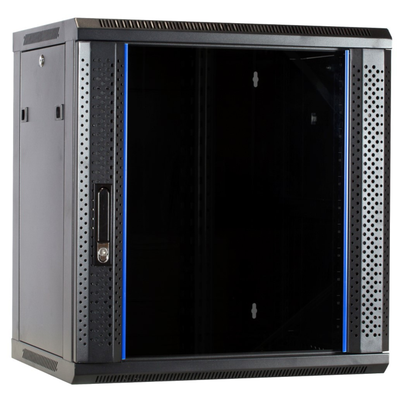 Armário de parede 12U com porta de vidro 600x450x635mm (LxPxA)