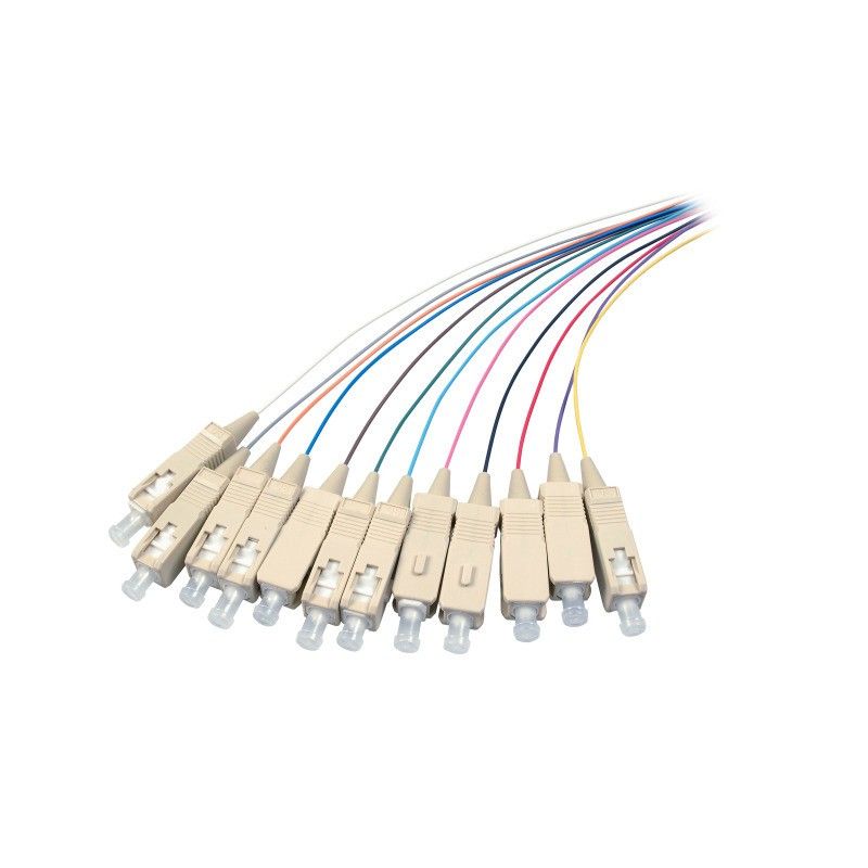 Conjunto de cablagens coloridas OM3 em fibra de vidro SC - 12 peças