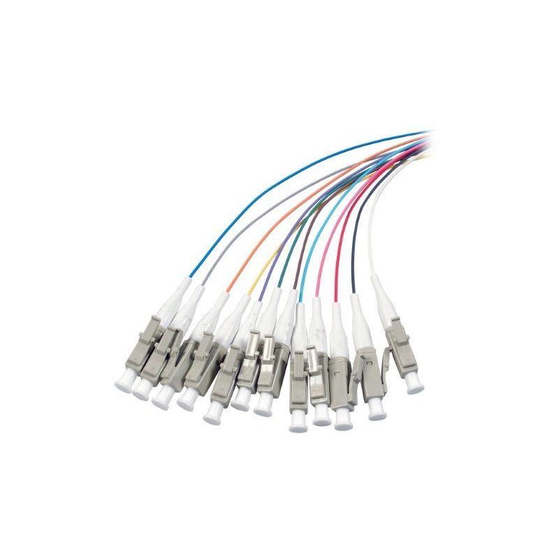 Conjunto de 12 peças em fibra de vidro OM4 com rabicho colorido