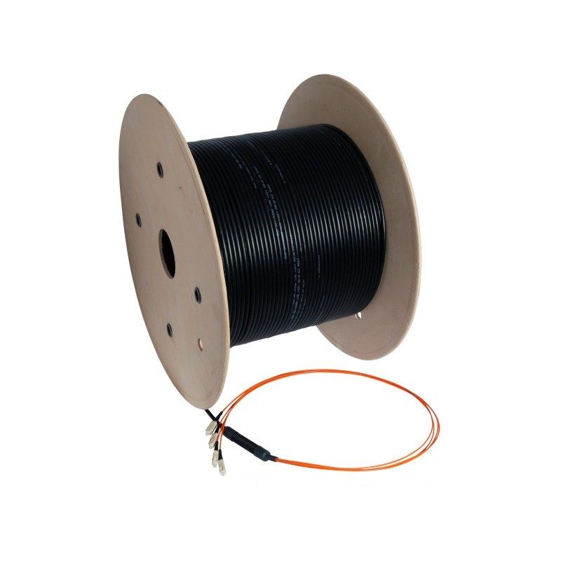 Cabo de fibra ótica OM2 personalizado com 24 fibras e conectores incluídos.